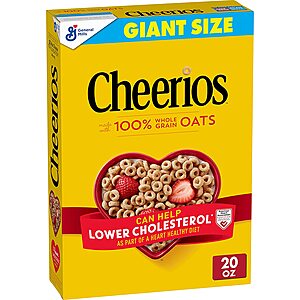 20-Oz Giant Size Original Cheerios Cereal $2.49 w/ S&S + Free Shipping w/ Prime or on $25+