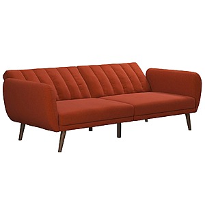 81.5" Novogratz Brittany Linen Futon Sofa Bed Couch Sleeper (Persimmon Orange) $152 + Free Shipping