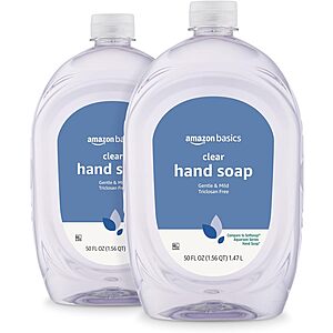 2-Count 50-Oz Amazon Basics Gentle & Mild Clear Liquid Hand Soap Refill $8.30 w/ Subscribe & Save