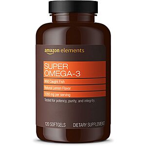 Select Accounts: 120-Ct Amazon Elements Super Omega-3 Supplement (Lemon, 1280mg) $8.65 w/ Subscribe & Save
