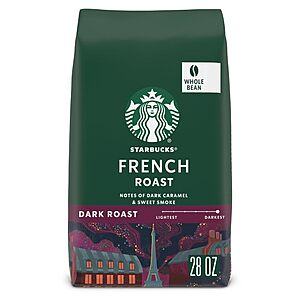 $10.92 w/ S&S: 28-Oz Starbucks Dark Roast Whole Bean Coffee (French Roast) @ Amazon