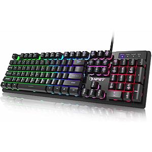 NPET K10 104-keys Gaming Keyboard, Rainbow backlit, floating keys, WR, BF deal $14, no code necessary @Amazon $14.39