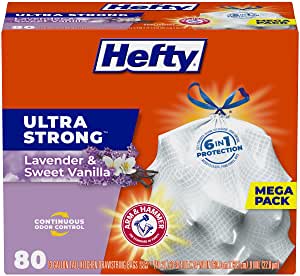 Hefty Ultra Strong Tall Kitchen Trash Bags, Lavender & Sweet Vanilla Scent, 13 Gallon, 80 Count (S&S + $2.32 coupon) $8.71