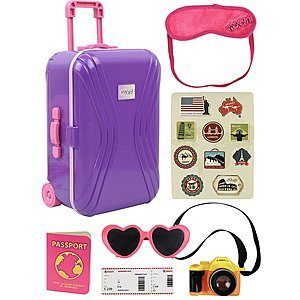 Click N’ Play 18” Doll Travel Carry on Suitcase Luggage 7 Piece Set with Travel Gear Accessories at its best price $14.79 (36% off) @amazon