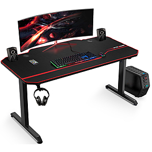 GTRACING Gaming Desk Clearance Office Desk 55 inch Ergonomic Computer Table, Black - $29.99