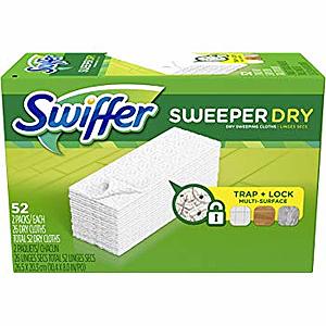 Swiffer Sweeper Dry Sweeping Pad, Multi Surface Refills for Dusters Floor Mop, Unscented, 52 Count  $6.40 with Amazon S&S