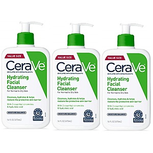 CeraVe Hydrating Cleanser: 19oz Cream-to-Foam 3 for $27.65, 16oz Facial Cleanser 3 for $23.30 w/ S&S + Free S/H