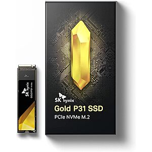 SK hynix Gold P31 PCIe NVMe Gen3 M.2 2280 Internal SSD: 1TB $50, 500GB $31 + Free Shipping