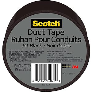1.88" x 20yd Scotch Duct Tape (Jet Black) $1.95
