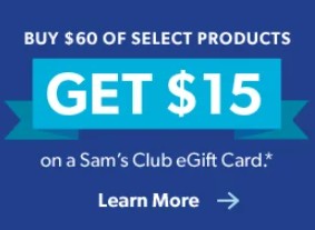 Sam's Club Members: Spend $60 on Participating Procter & Gamble Products, Get $15 Sam's Club eGift Card