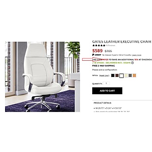 Zuri Office Furniture, Top Grain Leather Gates Office  Chair  ($530 + Free Shipping)