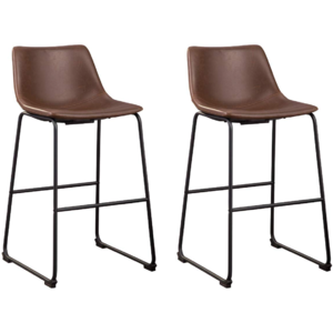Signature Design by Ashley Centiar Urban Industrial 28.75" Pub Height Bucket Seat Barstool, 2 Count, Brown - $82.66