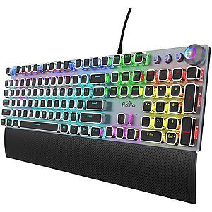 FIODIO LED Rainbow Black Switches Mechanical Gaming Keyboard for $24.99 at Amazon