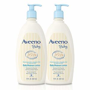 2-Pack of 18oz Aveeno Baby Daily Moisture Lotion w/ Oatmeal & Dimethicone (Fragrance-Free) for $7.89 at Amazon