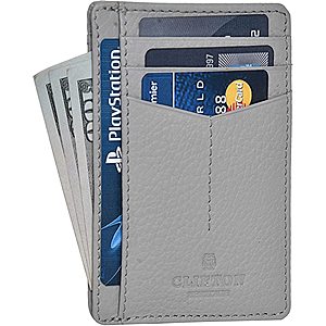 Clifton Heritage RFID Front Pocket Leather Minimalist Wallet (Gray) $5.95