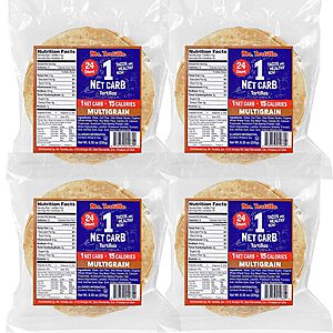 Mr. Tortilla 1 Net Carb Tortilla Wraps: 96 Keto, Low Carb Tortillas (Multigrain) $19.03 ($0.20 each) w/ S&S + Free Shipping w/ Prime or on $25+