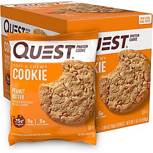 Quest Nutrition Peanut Butter Protein Cookie, High Protein, Low Carb, 12 Count~$13.75 @ Amazon~Free Prime Shipping!