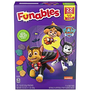 5-Pack 22 Count Funables Fruit Snacks (Halloween Paw Patrol) $12.21 + F/S w/ Prime or on Orders $25+