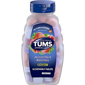 96-Count TUMS Antacid Chewable Tablets (Assorted Berries) $2.50 w/ S&S + Free Shipping w/ Prime or on $25+
