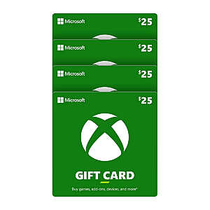 Costco Members: eGift Cards: 4-Pack $25 Xbox eGift Cards $80 & More (Digital Delivery)