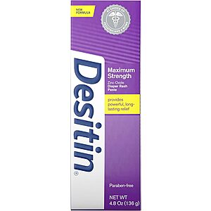 4.8-Oz Desitin Maximum Strength Baby Diaper Rash Cream $4.90 w/ S&S + Free Shipping w/ Prime or on $35+