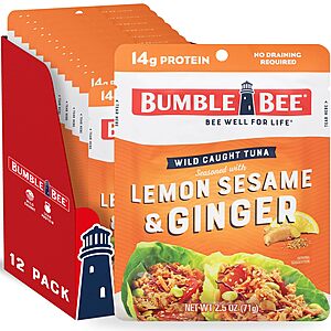 12-Pack 2.5-Oz Bumble Bee Wild Caught Tuna Pouches (Various) $6.60 w/ Subscribe & Save