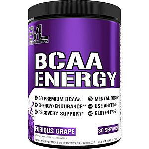 12.2-Oz Evlution Nutrition BCAAs Amino Acids Pre-Workout Powder (Furious Grape) $6 & More
