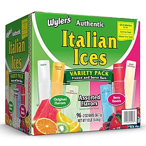 $9.98: 96-Count 2-Oz Wyler's Authentic Italian Ice Freezer Bars