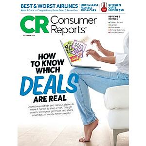 Consumer Reports $16.99/yr with option to renew for another year