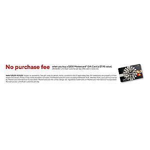 At Staples - No Purchase Fee when you buy a $200 Mastercard Gift Card In Store Only (a $7.95 value) - Starts from 11/5-11/11- Limit 8 per customer per day