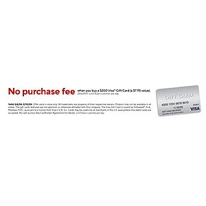 At staples - No Purchase Fee when you buy a $200 Visa Gift Card in Store Only (a $7.95 value) - Starts from 2/4-2/10 - Limit 8