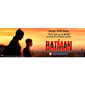 $8 Fandango Promo Code for Batman w/ Select VUDU Purchases $7.99+