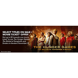 Buy Digital Film & Earn $5 Fandango Credit to The Hunger Games: The Ballad of Songbirds and Snakes