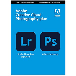 Adobe Creative Cloud Photography Plan 20GB (1-Year Subscription) Mac OS, Windows  - $83.99