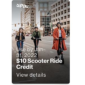 YMMV Verizon UP Members - Free $10 SPIN Scooter Ride credit