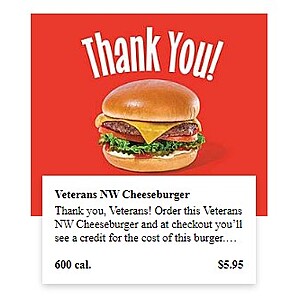 Burgerville Stores (WA / OR): Veterans Get a Northwest Cheeseburger for Free  (Nov 11th Only)