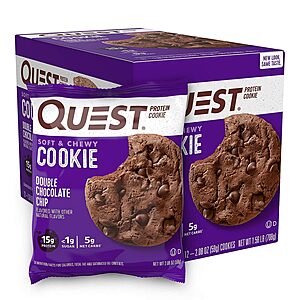 Quest Nutrition Double Chocolate Chip Protein Cookie, High Protein, Low Carb, 12 Count~$15.59 @ Amazon~Free Prime Shipping!