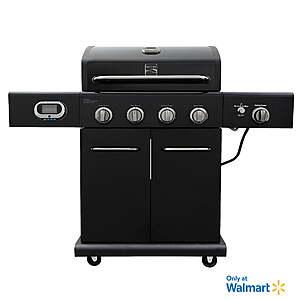 Kenmore 4-Burner Smart Gas Grill with Side Searing Burner, Black with Chrome accents - $297