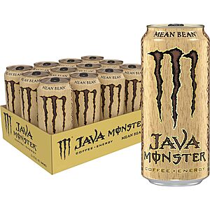 Monster Energy Java Monster Mean Bean, Coffee + Energy Drink, 15 Fl Oz (Pack of 12) $11.37 AC w/15% S&S, $14.78 AC w/5% S&S