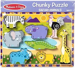 8-Piece Melissa & Doug Safari Wooden Chunky Puzzle $5