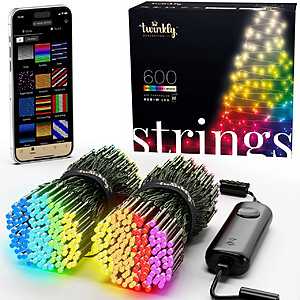 Twinkly Strings App Controlled Christmas Light String, RGB + White LED 600 Lights - $149.94