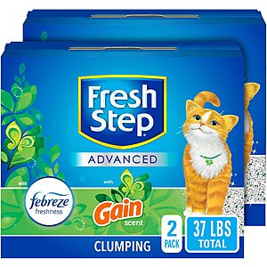 [S&S] $11.90: 2-Pack 18.5lbs Fresh Step Advanced Cat Litter w/ Gain Scent at Amazon