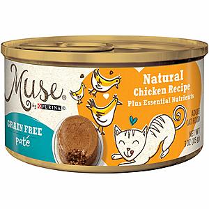 24-Ct 3oz. Muse Grain-Free Natural Pate Canned Wet Cat Food (Chicken) $11.05 w/ S&S & More + Free S&H