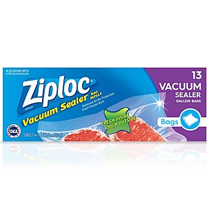 Ziploc Vacuum Sealer Bags: 19-Ct Pint $1.60, 13-Ct Gallon $2.20 & More + $5 Flat-Rate S&H
