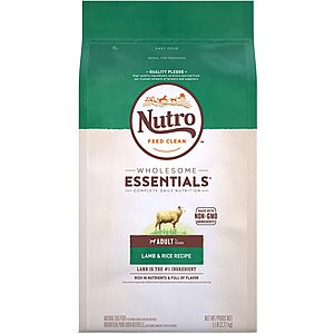 Select Amazon Accounts: 5 lbs NUTRO Wholesome Essentials Adult Dog Food (Lamb) Free