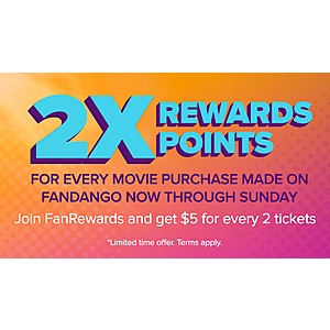 Fandango double points promo thru Sunday June 11