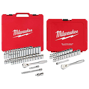 81-Piece Milwaukee 3/8" & 1/4" Drive SAE/Metric Ratchet/Socket Mechanic Tool Set $149 + Free Shipping