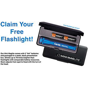 Free mini Maglite (and free shipping) - via code LIGHTUP -  From GenieLift $0.00