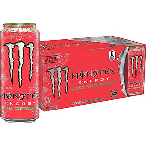 15-Pk 16-Oz Monster Energy Sugar Free Energy Drinks (2 Flavors) $18.60 w/ S&S + Free S/H