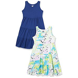 2-Pack Amazon Essentials Girls & Toddlers' Knit Sleeveless Tiered Dresses From $8.20